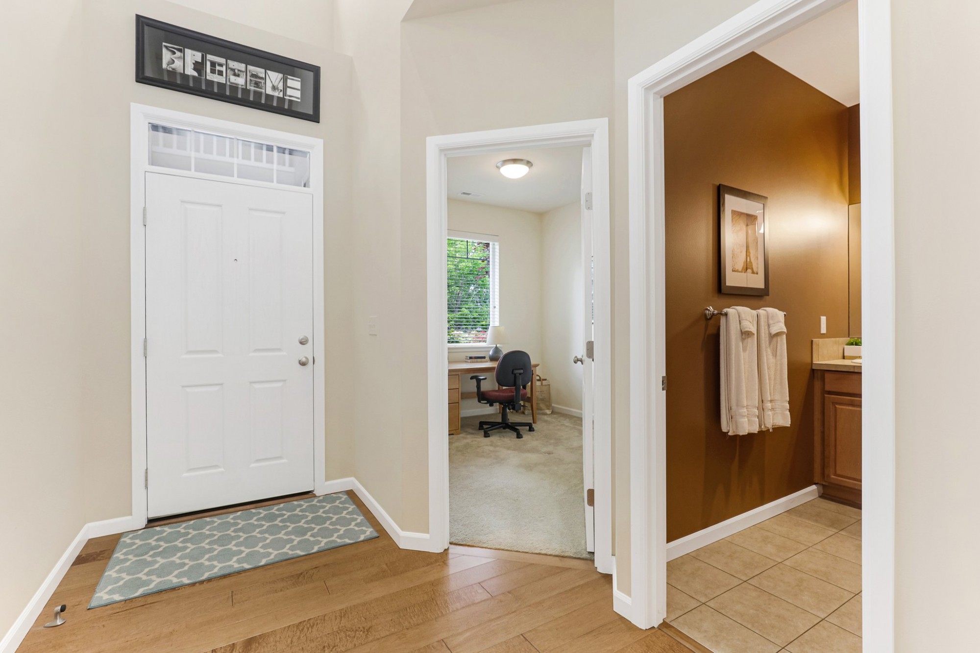 Entrance to the Home Office or use as a Bedroom with the adjacent ¾ bath. 